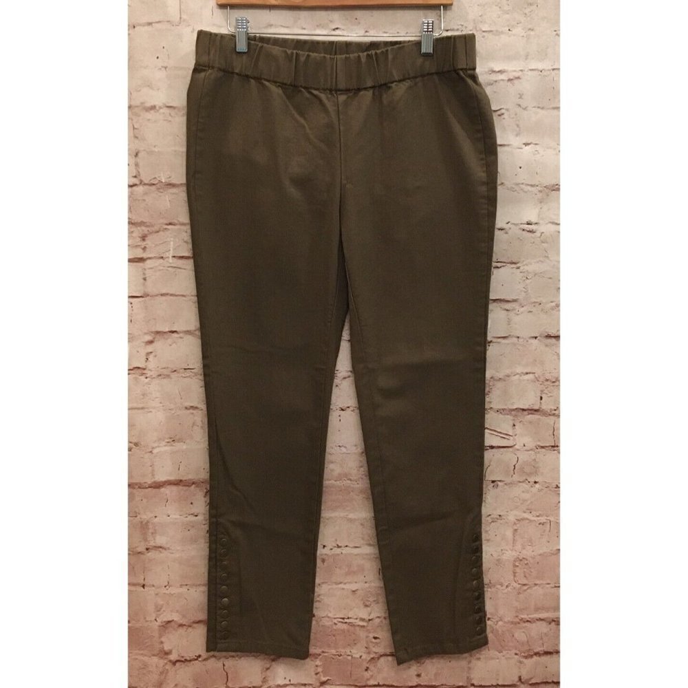 Soft Surroundings Metro Snap Ankle Pull On Denim Leggings Stretch Brown Petite M